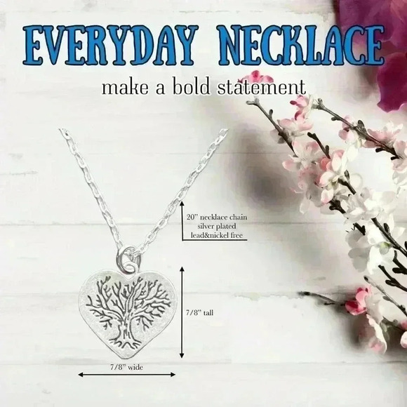 Tree of life heart necklace silver hippy jewelry for women - Picture 4 of 10